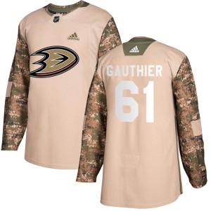 Youth Anaheim Ducks Cutter Gauthier Adidas Authentic Veterans Day Practice Jersey - Camo