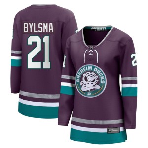 Women's Anaheim Ducks Dan Bylsma Fanatics Branded Premier 30th Anniversary Breakaway Jersey - Purple