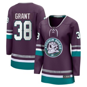 Women's Anaheim Ducks Derek Grant Fanatics Branded Premier 30th Anniversary Breakaway Jersey - Purple