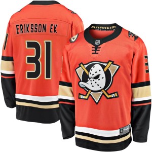 Men's Anaheim Ducks Olle Eriksson Ek Fanatics Branded Premier Breakaway 2019/20 Alternate Jersey - Orange