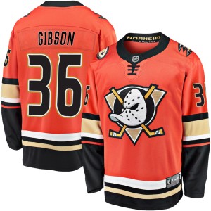Men's Anaheim Ducks John Gibson Fanatics Branded Premier Breakaway 2019/20 Alternate Jersey - Orange