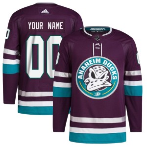 Men's Anaheim Ducks Custom Adidas Authentic 30th Anniversary Primegreen Jersey - Purple