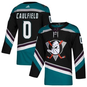 Youth Anaheim Ducks Judd Caulfield Adidas Authentic Teal Alternate Jersey - Black