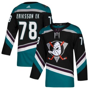 Youth Anaheim Ducks Olle Eriksson Ek Adidas Authentic Teal Alternate Jersey - Black