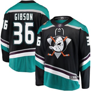 Men's Anaheim Ducks John Gibson Fanatics Branded Breakaway Alternate Jersey - Black