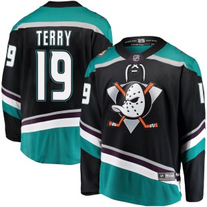 Men's Anaheim Ducks Troy Terry Fanatics Branded Breakaway Alternate Jersey - Black