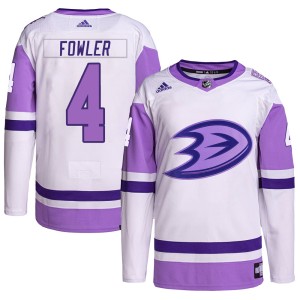 Men's Anaheim Ducks Cam Fowler Adidas Authentic Hockey Fights Cancer Primegreen Jersey - White/Purple