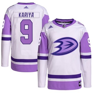 Men's Anaheim Ducks Paul Kariya Adidas Authentic Hockey Fights Cancer Primegreen Jersey - White/Purple