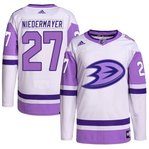 Men's Anaheim Ducks Scott Niedermayer Adidas Authentic Hockey Fights Cancer Primegreen Jersey - White/Purple
