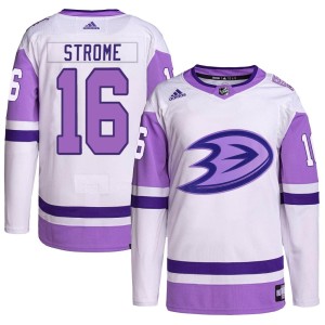 Men's Anaheim Ducks Ryan Strome Adidas Authentic Hockey Fights Cancer Primegreen Jersey - White/Purple