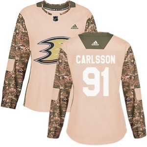 Women's Anaheim Ducks Leo Carlsson Adidas Authentic Veterans Day Practice Jersey - Camo