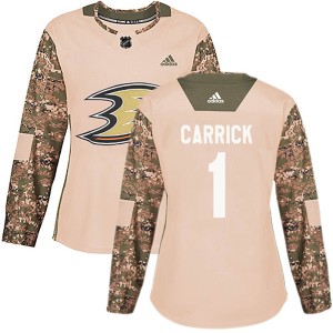 Women's Anaheim Ducks Trevor Carrick Adidas Authentic Veterans Day Practice Jersey - Camo