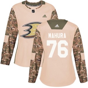 Women's Anaheim Ducks Josh Mahura Adidas Authentic Veterans Day Practice Jersey - Camo