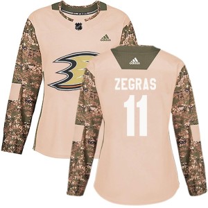 Women's Anaheim Ducks Trevor Zegras Adidas Authentic Veterans Day Practice Jersey - Camo
