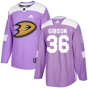 Youth Anaheim Ducks John Gibson Adidas Authentic Fights Cancer Practice Jersey - Purple