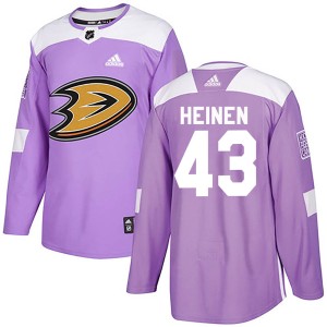 Youth Anaheim Ducks Danton Heinen Adidas Authentic ized Fights Cancer Practice Jersey - Purple