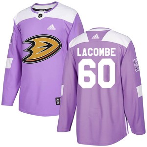 Youth Anaheim Ducks Jackson LaCombe Adidas Authentic Fights Cancer Practice Jersey - Purple