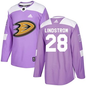 Youth Anaheim Ducks Gustav Lindstrom Adidas Authentic Fights Cancer Practice Jersey - Purple