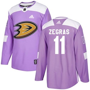 Youth Anaheim Ducks Trevor Zegras Adidas Authentic Fights Cancer Practice Jersey - Purple