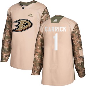 Men's Anaheim Ducks Trevor Carrick Adidas Authentic Veterans Day Practice Jersey - Camo