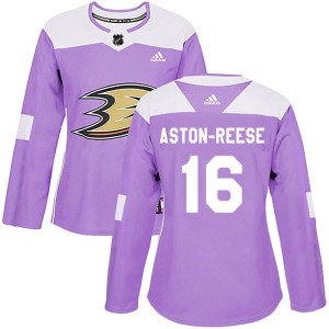 Women's Anaheim Ducks Zach Aston-Reese Adidas Authentic Fights Cancer Practice Jersey - Purple