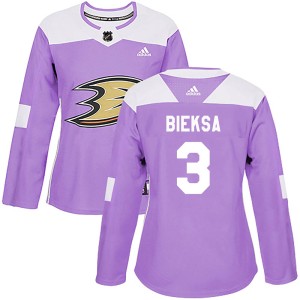Women's Anaheim Ducks Kevin Bieksa Adidas Authentic Fights Cancer Practice Jersey - Purple