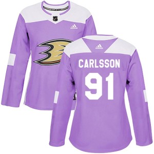 Women's Anaheim Ducks Leo Carlsson Adidas Authentic Fights Cancer Practice Jersey - Purple