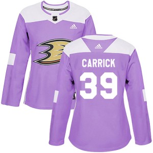 Women's Anaheim Ducks Sam Carrick Adidas Authentic Fights Cancer Practice Jersey - Purple