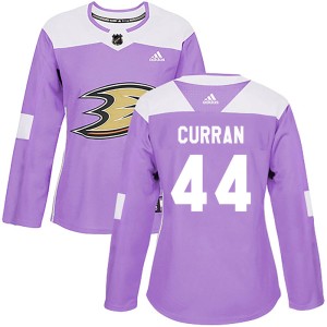 Women's Anaheim Ducks Kodie Curran Adidas Authentic Fights Cancer Practice Jersey - Purple