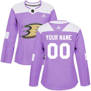 Women's Anaheim Ducks Custom Adidas Authentic Fights Cancer Practice Jersey - Purple