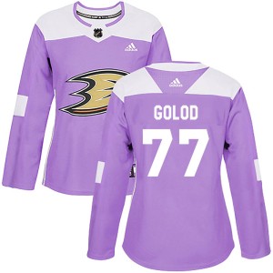 Women's Anaheim Ducks Max Golod Adidas Authentic Fights Cancer Practice Jersey - Purple