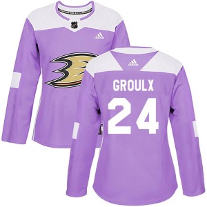 Women's Anaheim Ducks Bo Groulx Adidas Authentic Fights Cancer Practice Jersey - Purple