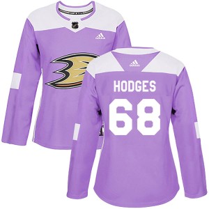 Women's Anaheim Ducks Tom Hodges Adidas Authentic Fights Cancer Practice Jersey - Purple