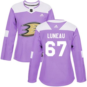 Women's Anaheim Ducks Tristan Luneau Adidas Authentic Fights Cancer Practice Jersey - Purple