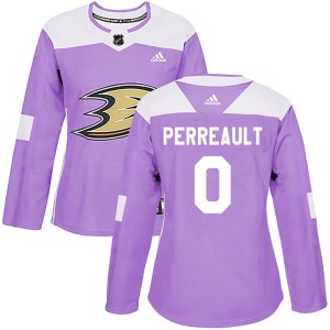 Women's Anaheim Ducks Jacob Perreault Adidas Authentic Fights Cancer Practice Jersey - Purple