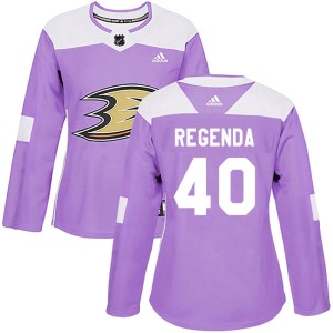 Women's Anaheim Ducks Pavol Regenda Adidas Authentic Fights Cancer Practice Jersey - Purple