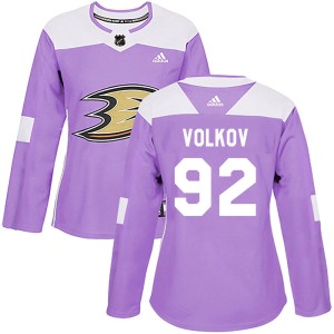 Women's Anaheim Ducks Alexander Volkov Adidas Authentic Fights Cancer Practice Jersey - Purple