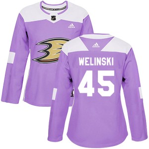 Women's Anaheim Ducks Andy Welinski Adidas Authentic Fights Cancer Practice Jersey - Purple