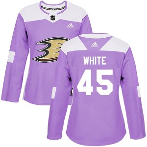 Women's Anaheim Ducks Colton White Adidas Authentic Fights Cancer Practice Jersey - Purple