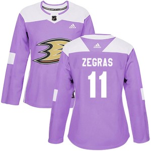 Women's Anaheim Ducks Trevor Zegras Adidas Authentic Fights Cancer Practice Jersey - Purple
