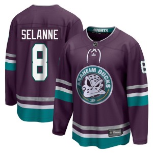Men's Anaheim Ducks Teemu Selanne Fanatics Branded Premier 30th Anniversary Breakaway Jersey - Purple