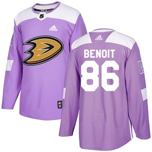 Men's Anaheim Ducks Simon Benoit Adidas Authentic Fights Cancer Practice Jersey - Purple