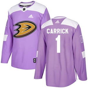 Men's Anaheim Ducks Trevor Carrick Adidas Authentic Fights Cancer Practice Jersey - Purple