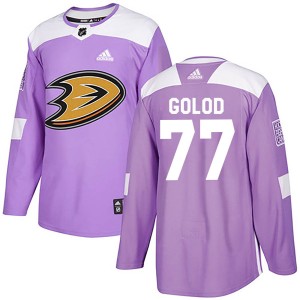 Men's Anaheim Ducks Max Golod Adidas Authentic Fights Cancer Practice Jersey - Purple