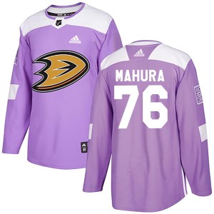 Men's Anaheim Ducks Josh Mahura Adidas Authentic Fights Cancer Practice Jersey - Purple