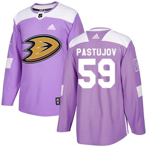 Men's Anaheim Ducks Sasha Pastujov Adidas Authentic Fights Cancer Practice Jersey - Purple