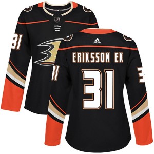 Women's Anaheim Ducks Olle Eriksson Ek Adidas Authentic Home Jersey - Black