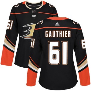 Women's Anaheim Ducks Cutter Gauthier Adidas Authentic Home Jersey - Black