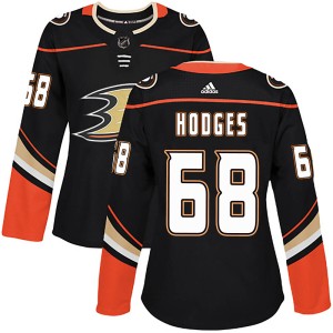 Women's Anaheim Ducks Tom Hodges Adidas Authentic Home Jersey - Black