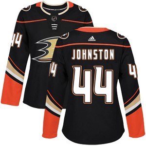 Women's Anaheim Ducks Ross Johnston Adidas Authentic Home Jersey - Black